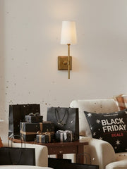 Rowan Elegant White-Linen Shade Wall Lamp – Retro Metal Wall Light for Bedroom & Hallway